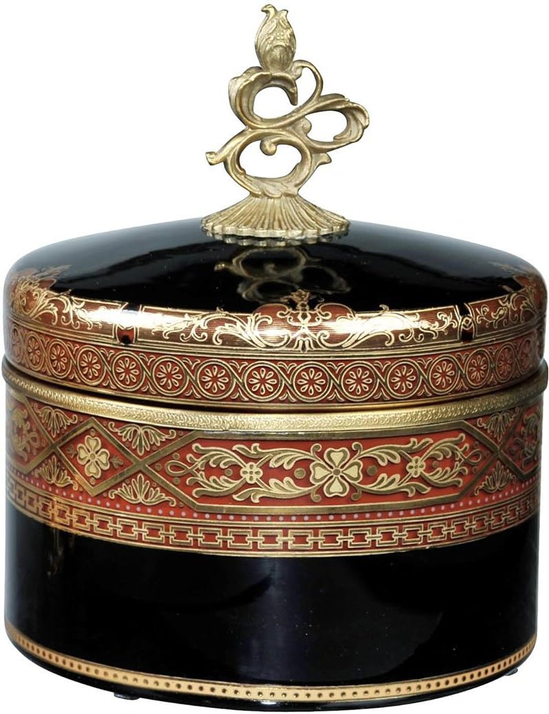 31-15-13427 Glass and Brass Round Box - Boxes & Jars