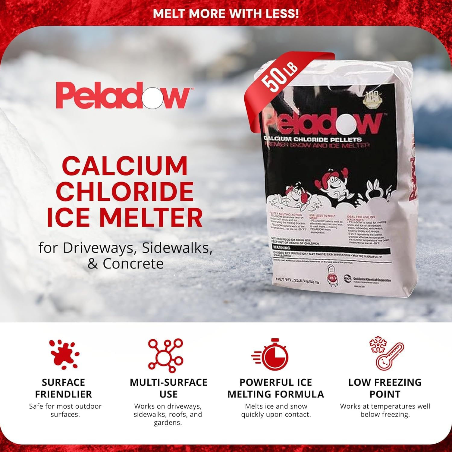 Calcium Chloride Pellets Snow and Ice Melter 50lb., 2 Pack