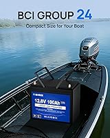 Vista 5 de DC HOUSE 12V 100Ah LiFePO4 Trolling Motor Lithium Battery, Group 24, Bluetooth & Low Temp Cut-Off, Up to 15000 Cycles, 100A BMS, Perfect for