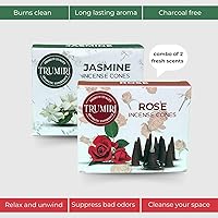Vista 67 de TRUMIRI Incense Cones - Combo Pack of 20 Cone Incense - 10 Nag Champa + 10 Palo Santo - Insence Cones - Incense Cones Scented - Cone Incense Scents