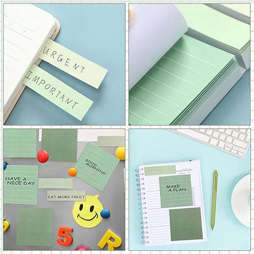 Miniatura 5 de Resurhang Juego de papelería estética verde, suministros escolares verdes, juego de notas adhesivas verdes, 6 mini cintas de corrección, 6