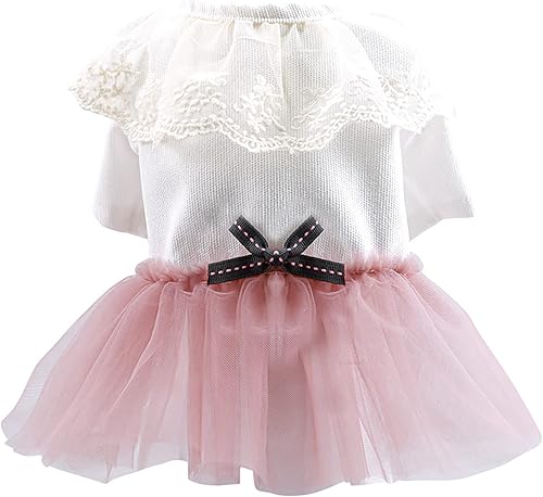 Miniatura 7 de Vestidos tutú para perros pequeños, niñas, cachorros, vestidos de verano rosados, vestido de princesa con lazo, lindo atuendo para perrito, ropa