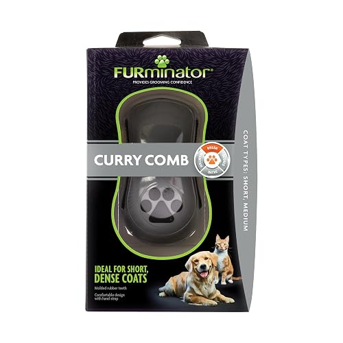 FURminator Peine de curry para perros con dientes de goma para pelaje corto y mediano