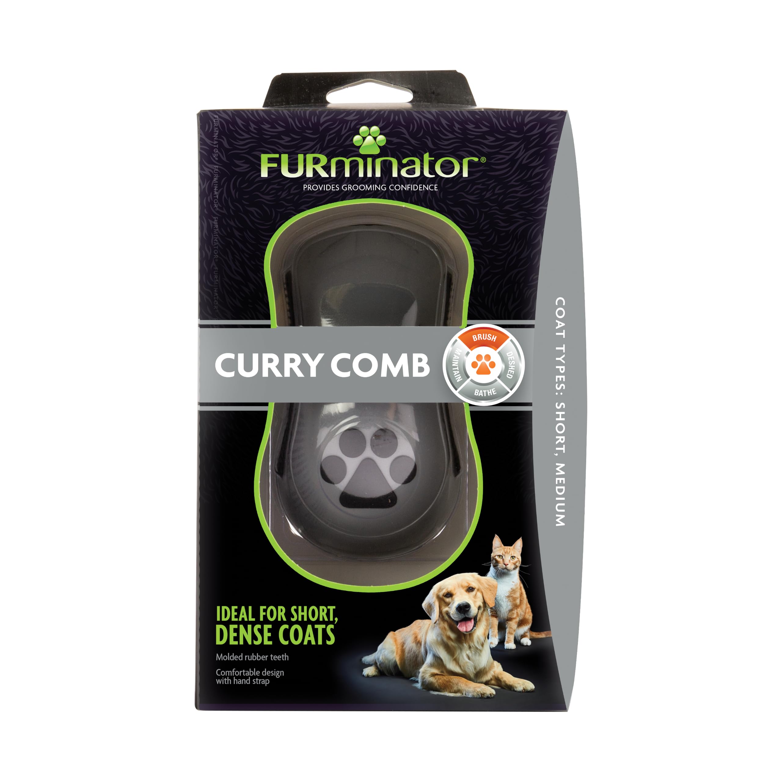 Curry Comb for Dogs & Cats With Short, Dense Coats | Removes Dust & Loose Hair, Distributes Natural Oils for Healthy Coat, Ideal for Short & Medium Coats, For Daily Use