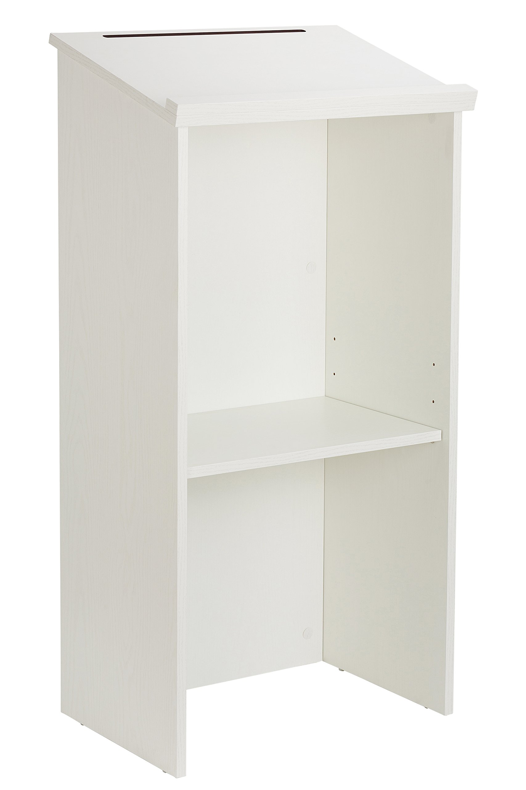 Adir Wooden Podium Stand - Speaking Podium with Storage Shelf, Hostess Stand for Restaurant, Lecture Podium, (46.25 Inches, White)