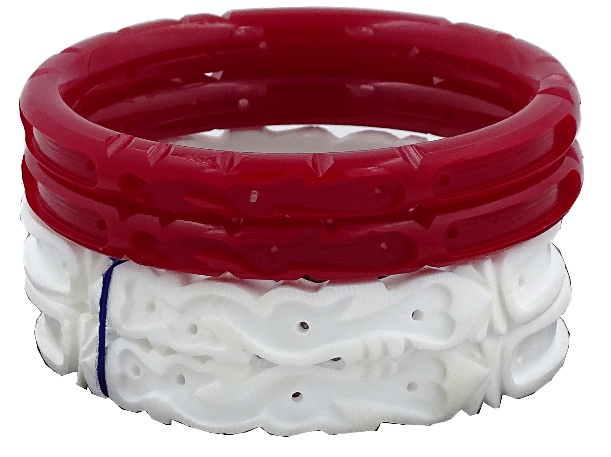 CENTORGANIC Sona Badhano Sakha Pola for women (Peacock Design), one pair each of sakha and red pola with free wooden jewellery box. (Design code: CS725BA)