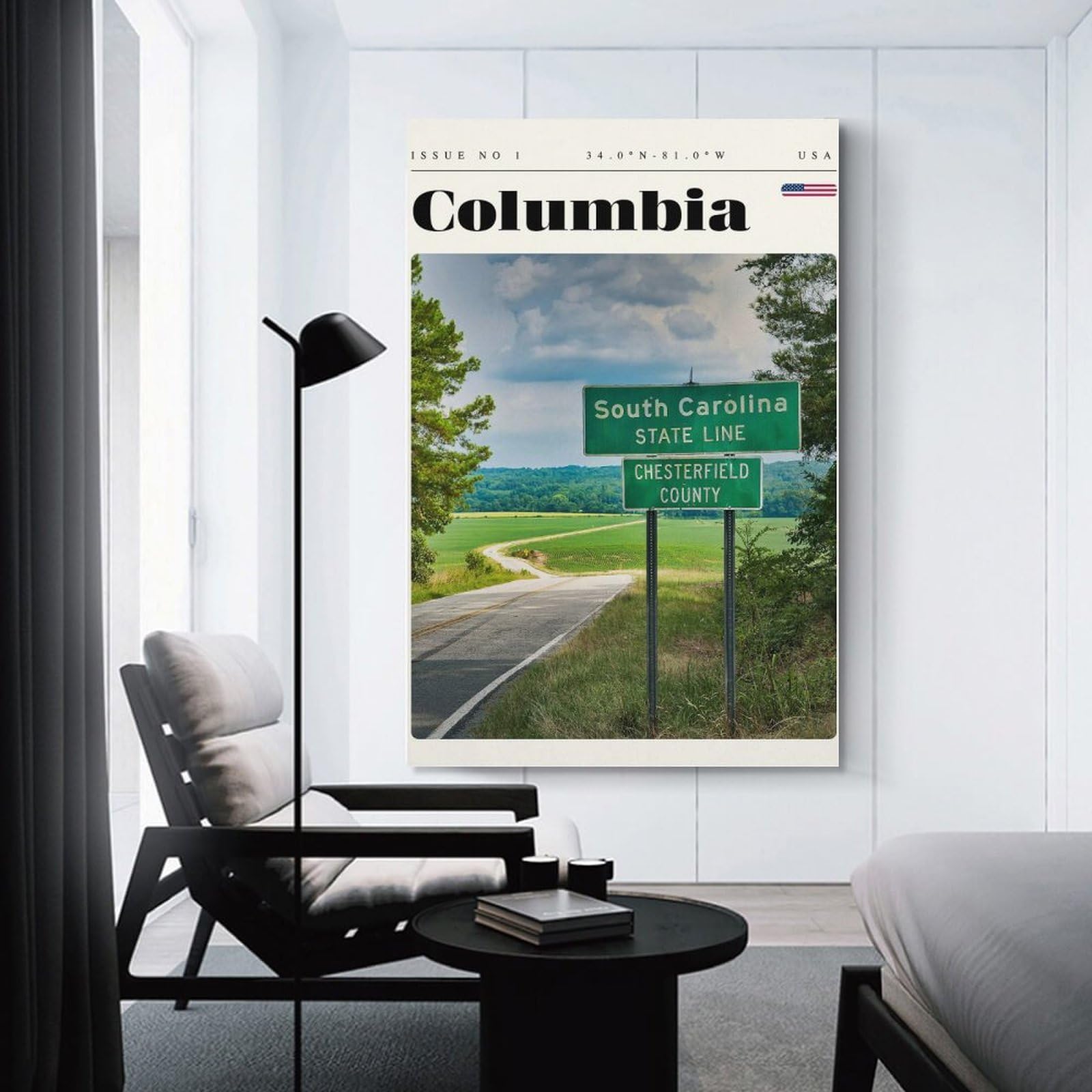 Junmoney Columbia South Carolina Travel Art Room Decor Wall Art 20x30inch(50x75cm), for Corridors, Hallways Or Apartment Entries, Decorative Wall Art for Narrow Spaces
