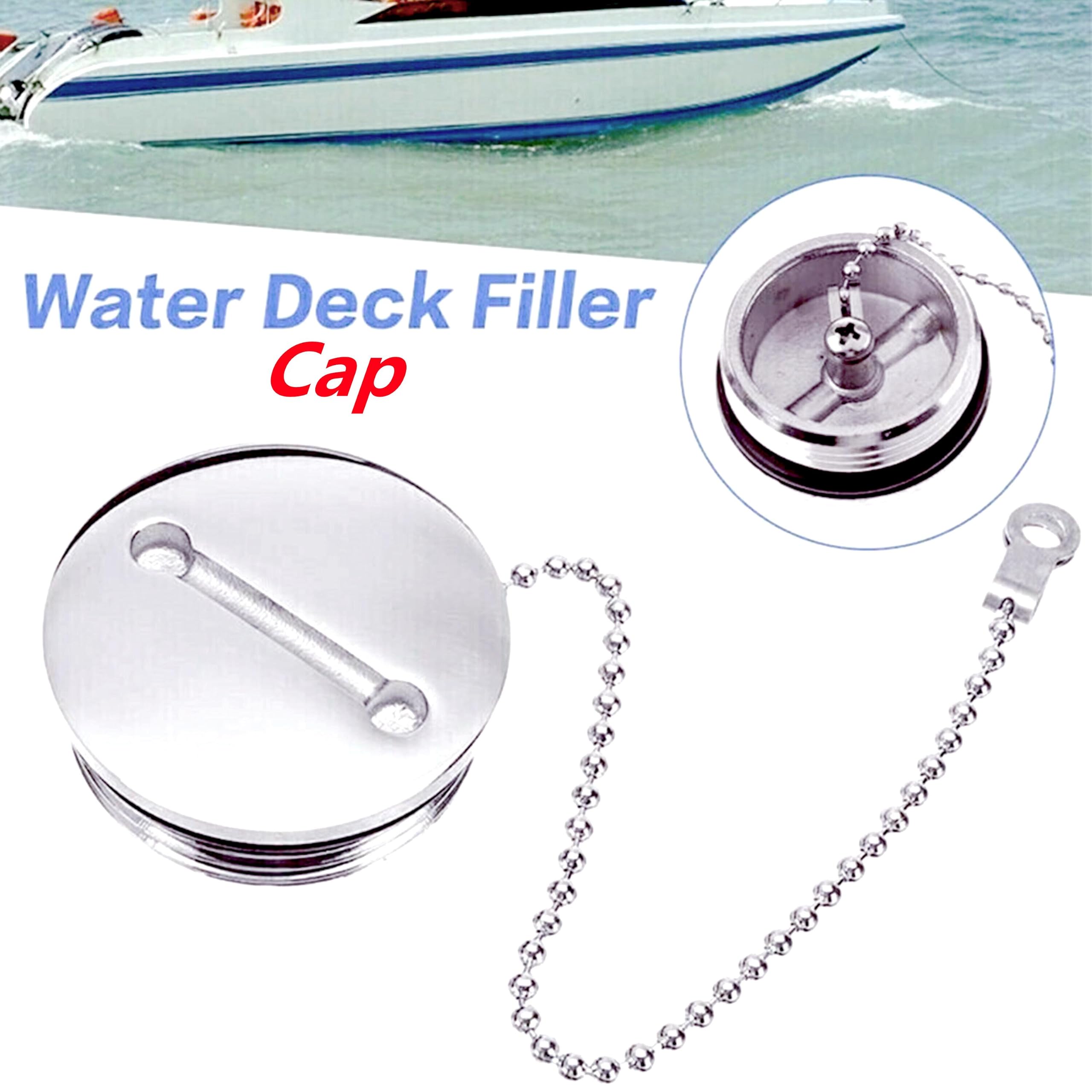 1Pack Cabin Hardware Deck Fill Cap 316 Stainless Steel Boat Accessories Boat Parts Deck Fill Replacement Cap Silver (Size: with 1.5