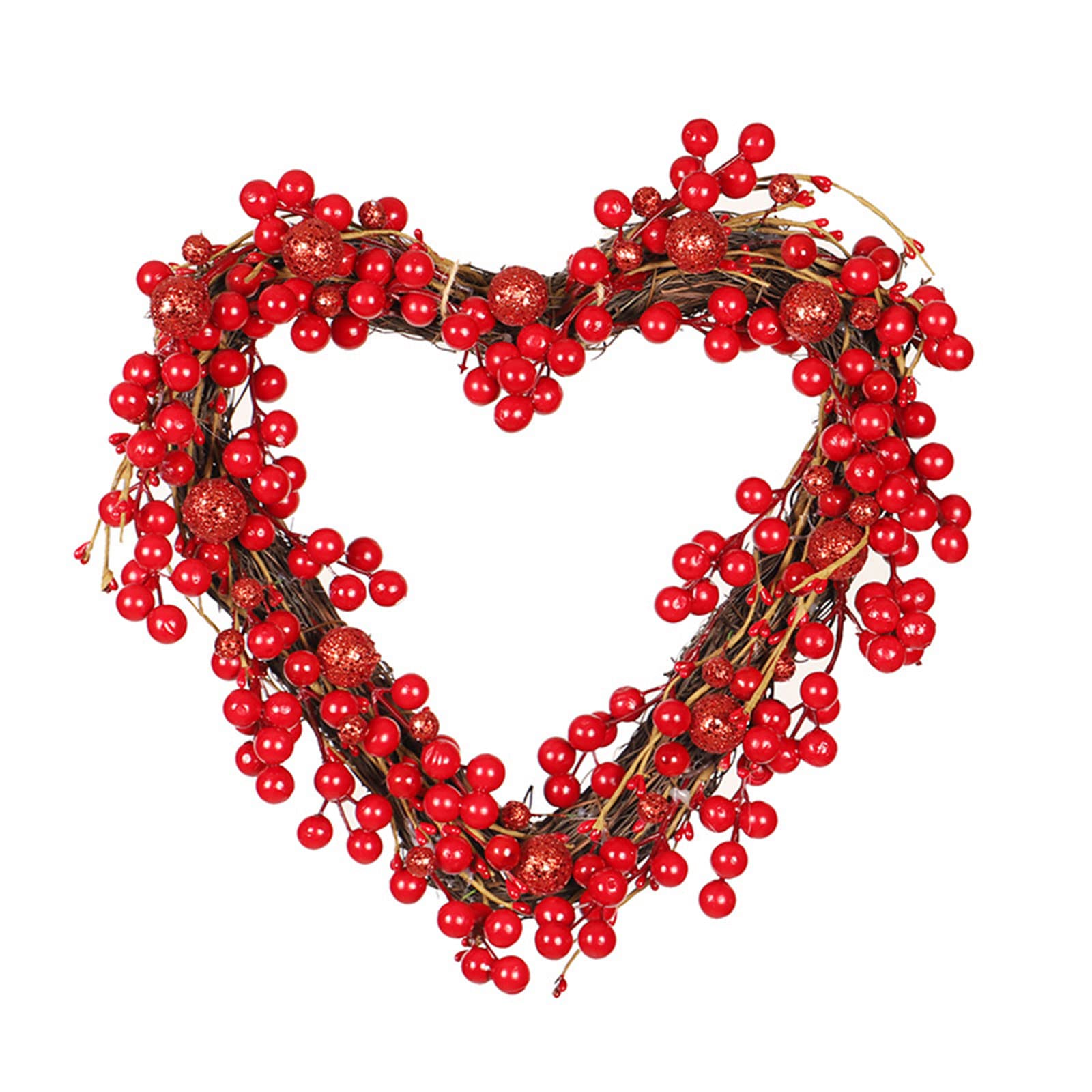 Heart Shaped Red Wreath Artificial Led Hanging Ornament
