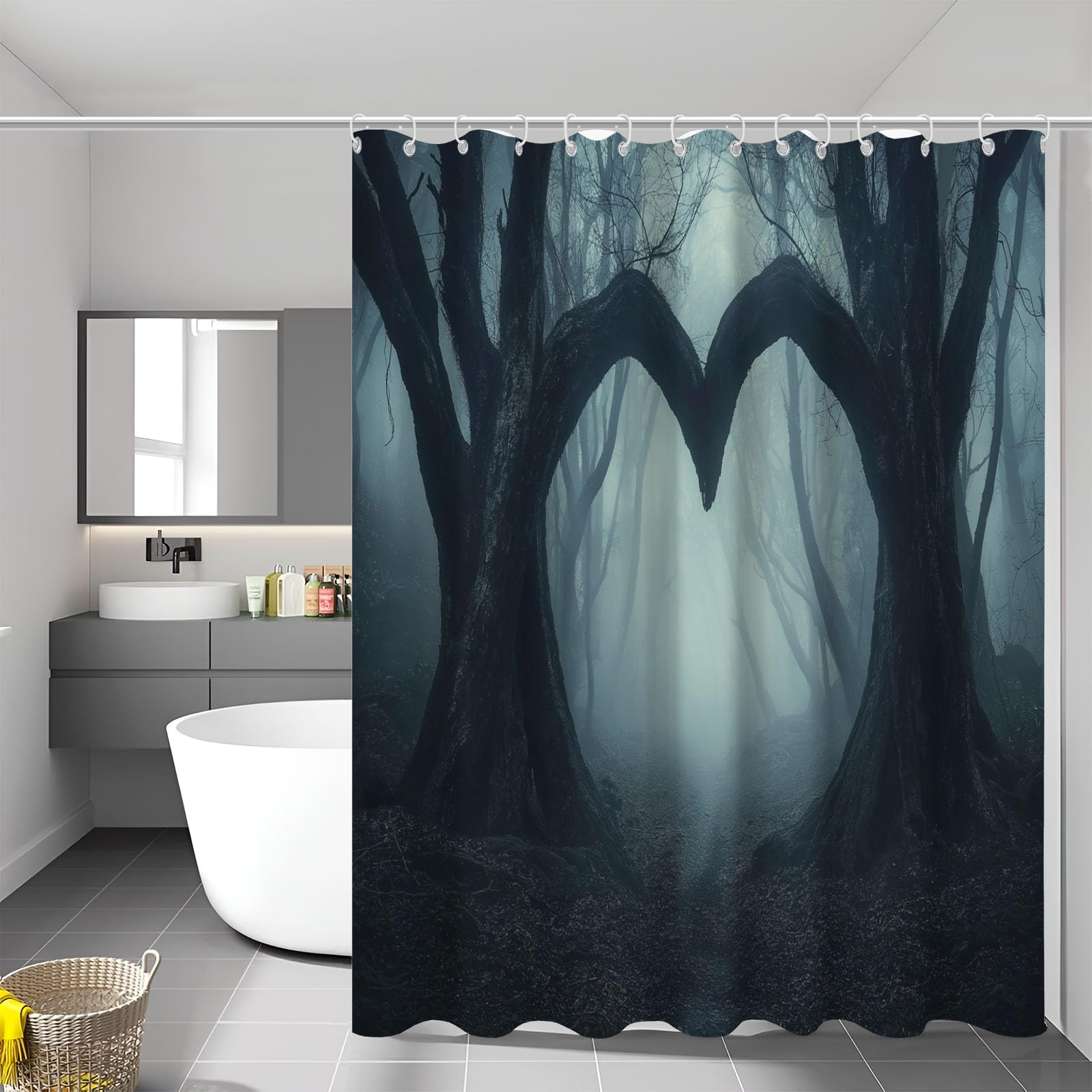 Rideau de douche forêt mystérieuse pour transformer votre salle de bain en spa naturel