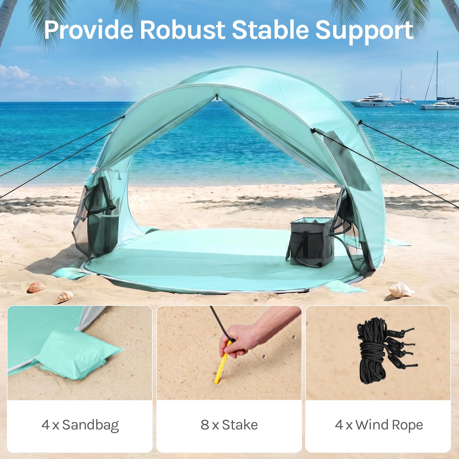 Wolfwise Pop Up – Osłona Plażowa UPF 50+, Namiot Plażowy, Przenośny Namiot do Aktywności na Świeżym Powietrzu i Uprawiania Sportu, Miętowy zielony