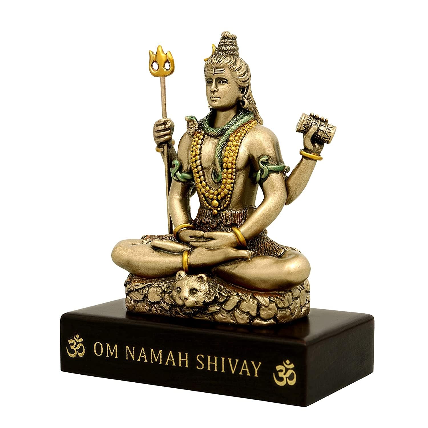 AONA Lord Shiva with Four Hand Dhyan Mudra Bonded Bronze Idol Shiva Statue Height 3 Inch 4