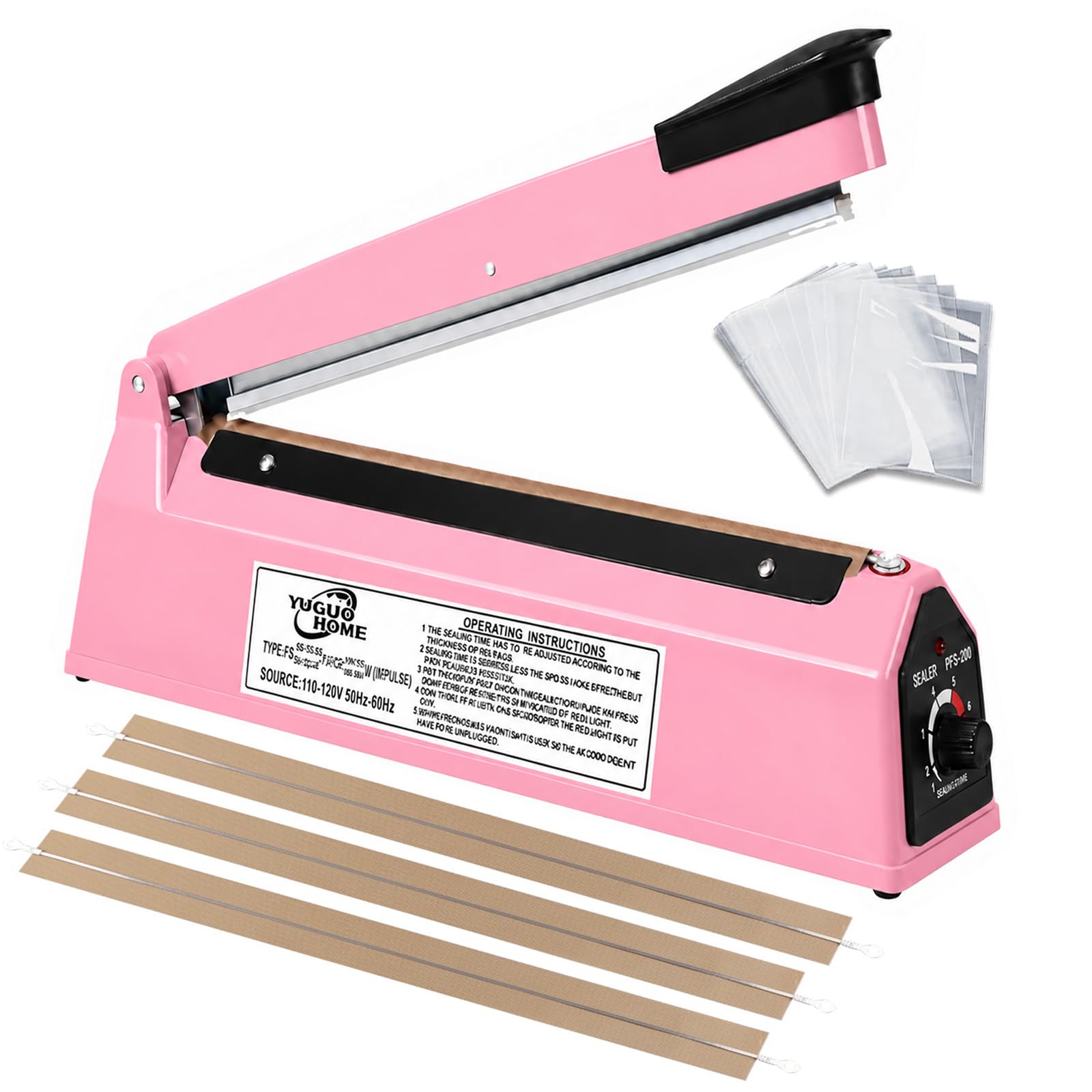 Máquina Selladora Térmico de Bolsas de Plástico Quick Heat Sealer para bolsas de PE y PP, Máquina Selladora por Impulso Manual Compacta de 8 pulgadas(20 CM)