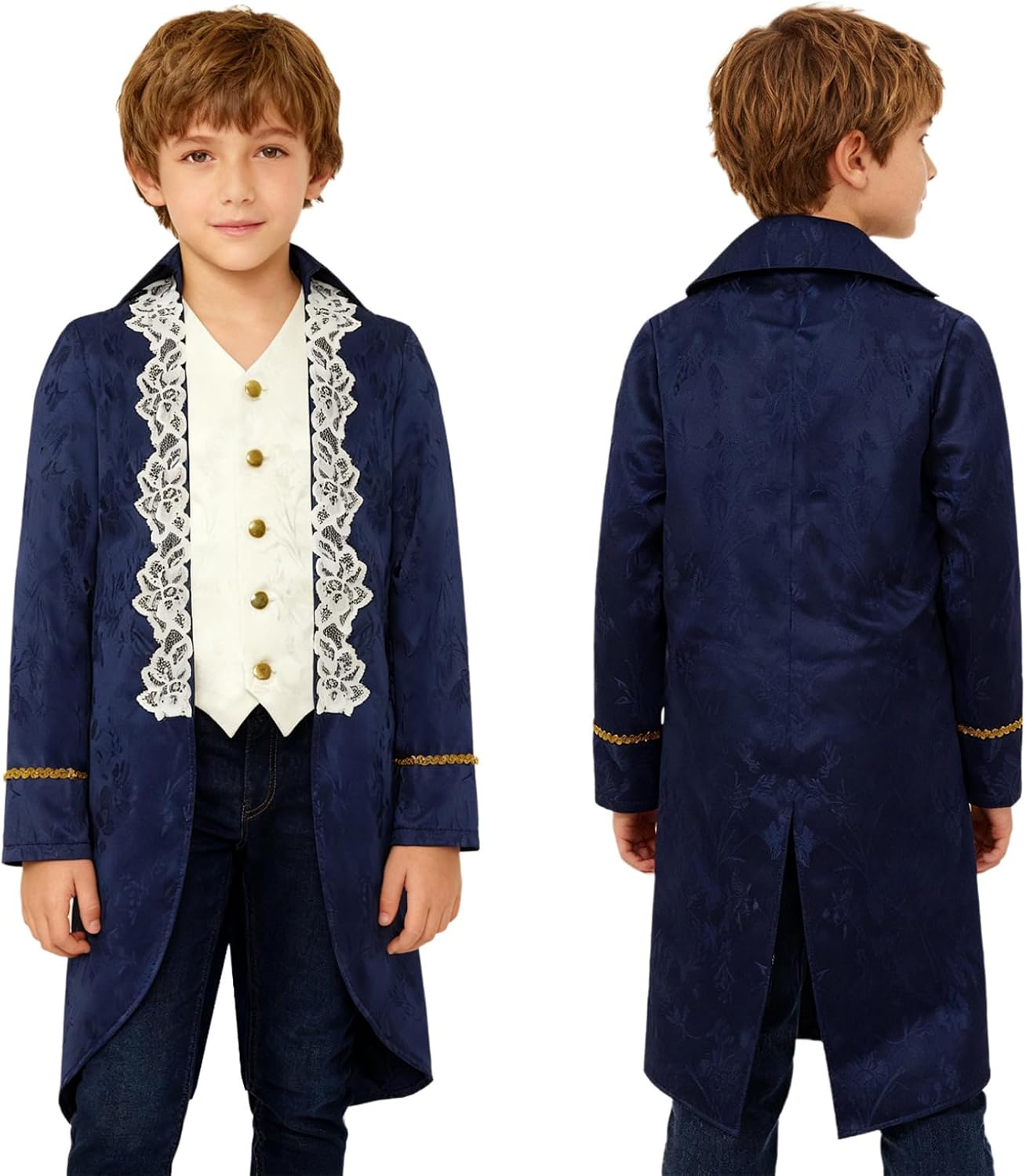 Choomomo Boys Vintage Embroidery Tailcoat Jacket Renaissance Steampunk Long Sleeve Golden Frock Coat