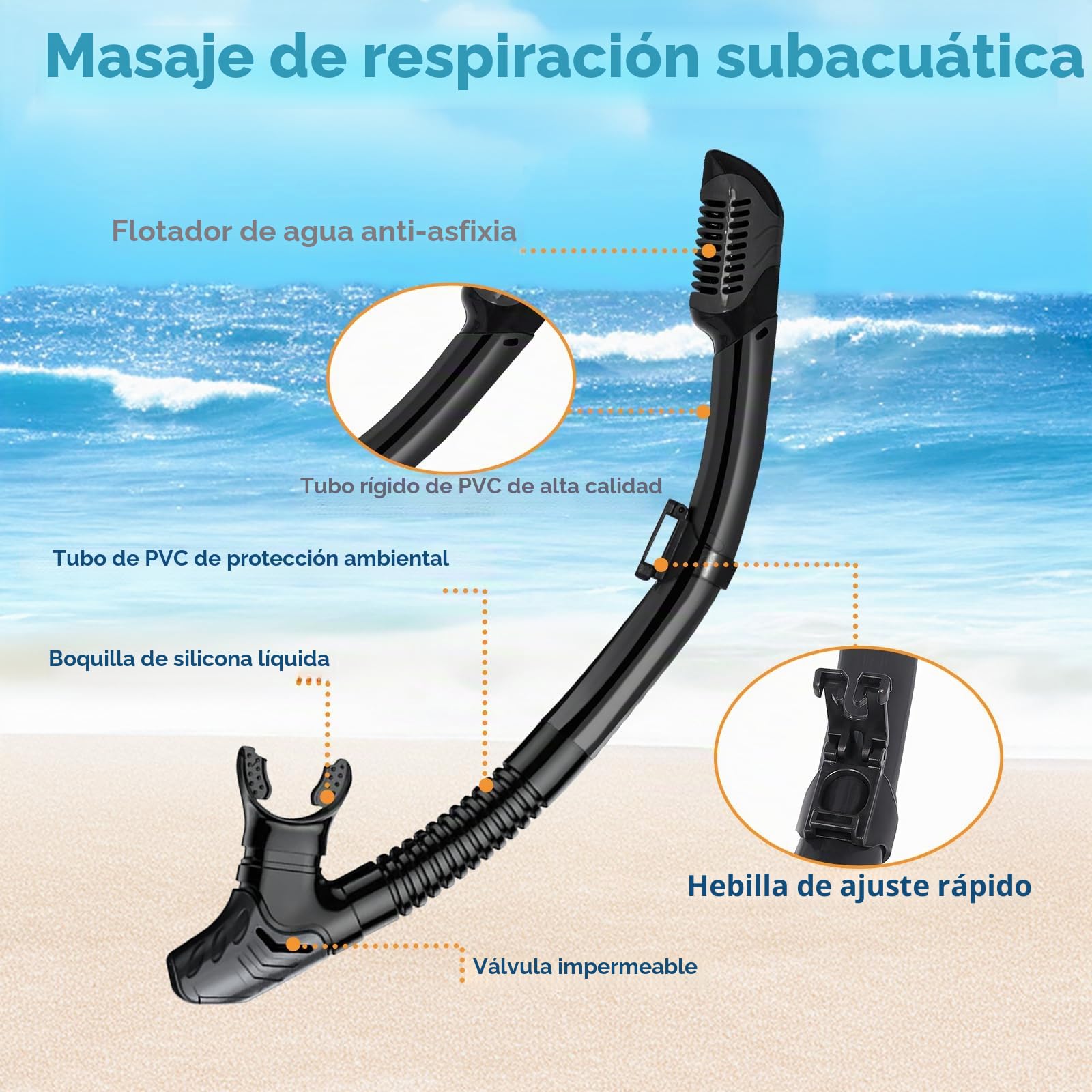 Gafas de Buceo con Esnórquel, Gafas de Snorkeling para Adultos y Niños