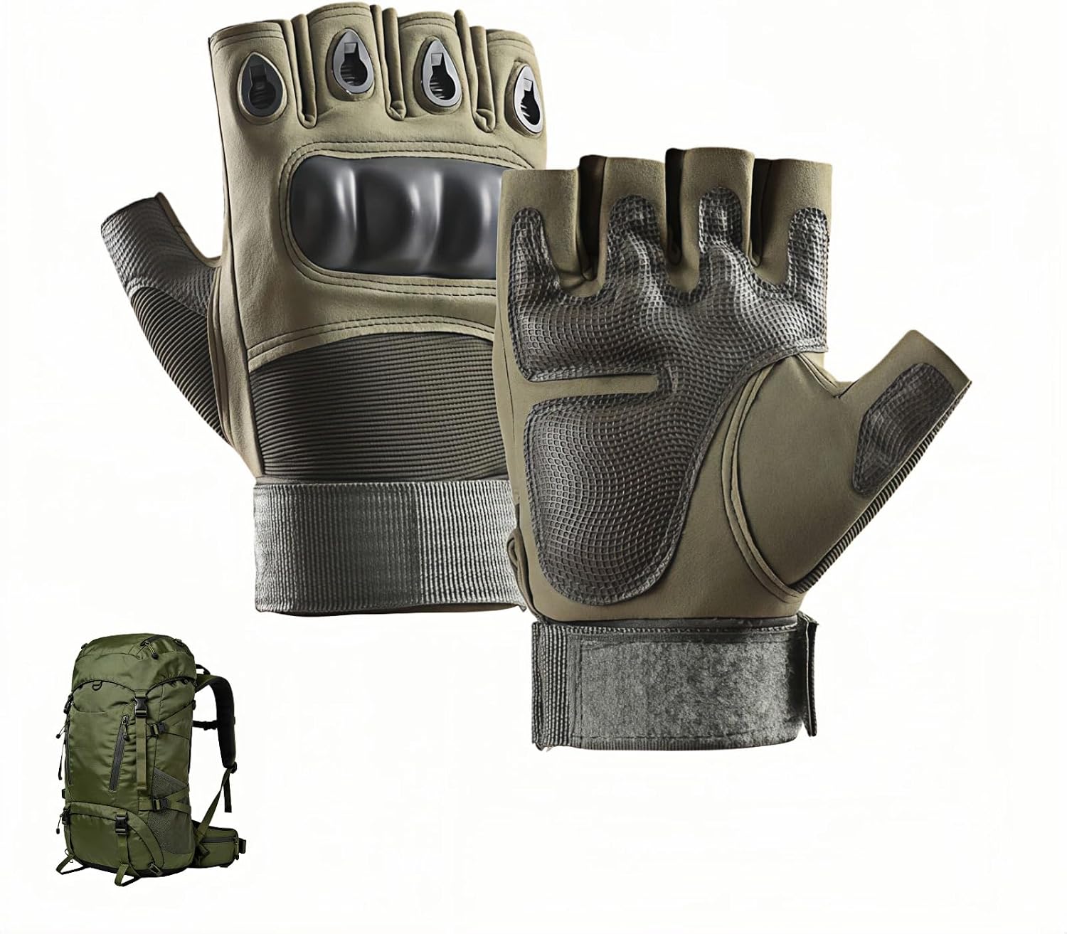 Guantes tácticos cortos con protector de nudillos y palma antideslizante miniatura 1