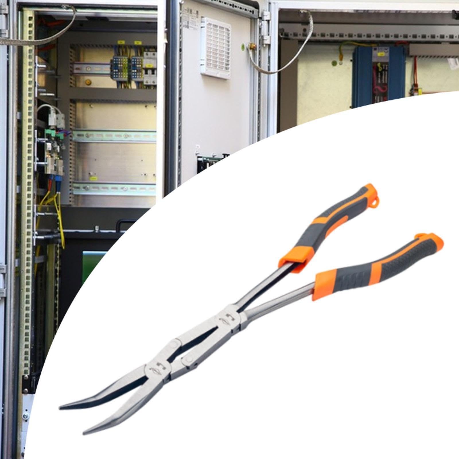 Double Joint Plier Anti Slip Long Handle Plier, for Industrial Construction, Extended 45 Degrees, Total Length 33cm