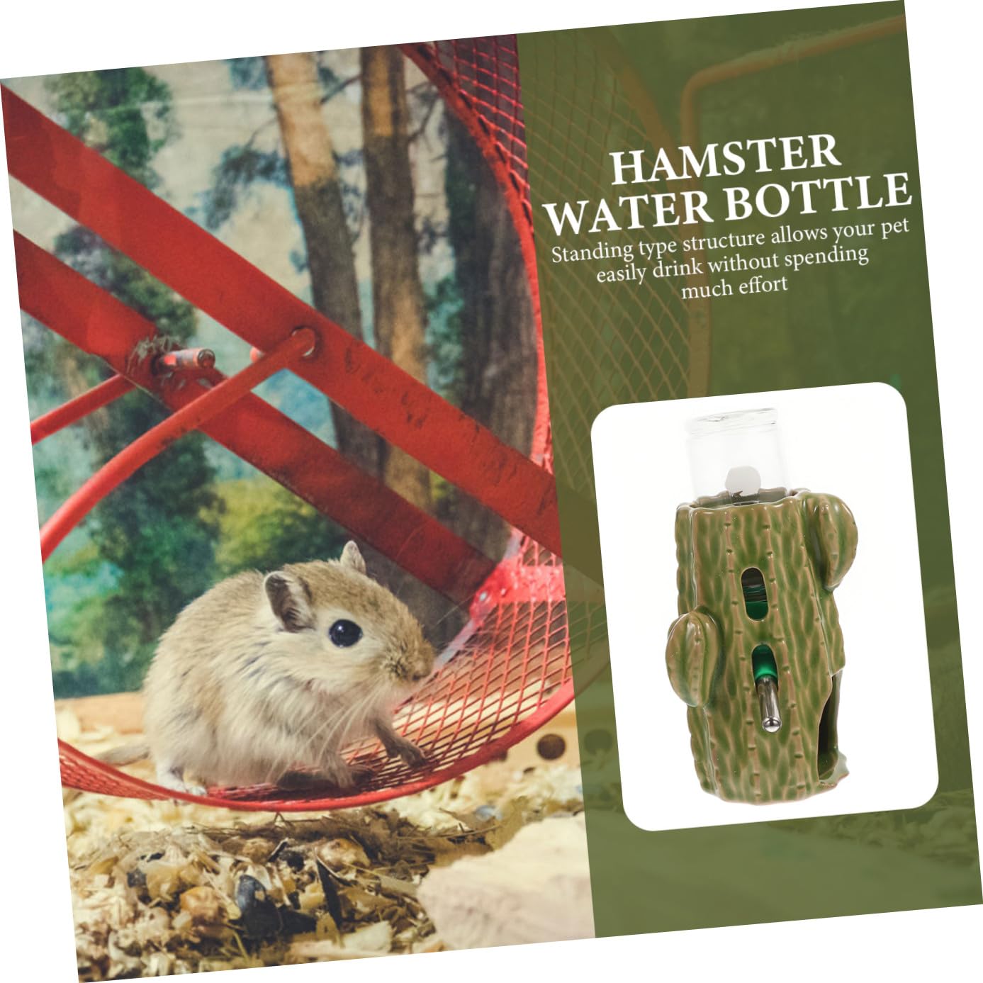 Hamster Wasserflasche mit Keramikhalter Verstellbarer Trinkflaschenständer für Kleine Haustiere Wie Hamster Chinchillas Meerschweinchen und Mäuse Auslaufsicher und Praktisch