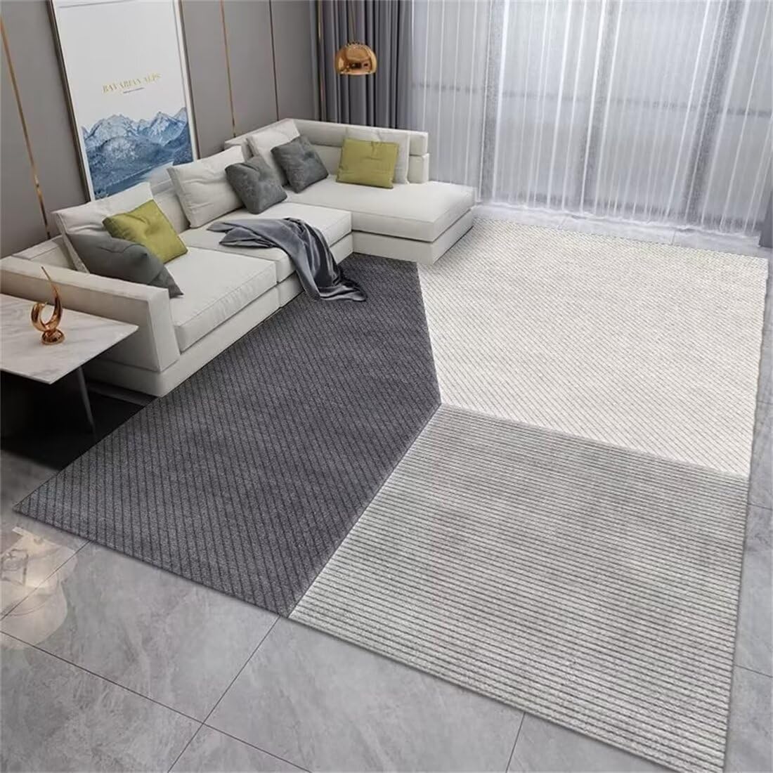 Tapis de salon lavable gris 120X160CM pour éliminer les taches facilement