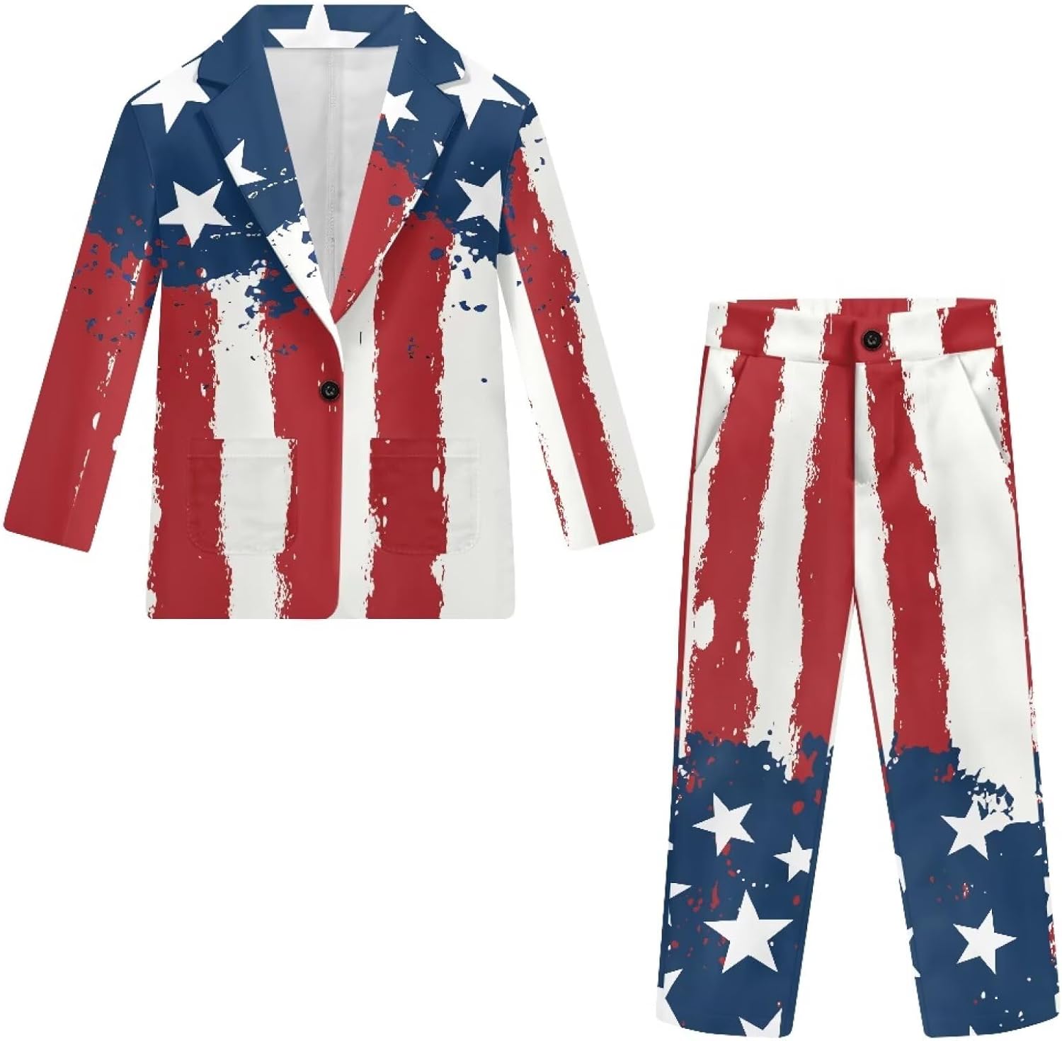 2Pcs Suit Set for Boys Kids Suit Jacket & Trousers with Elastic Waistband Formal Wedding Party Wear Blazer Set