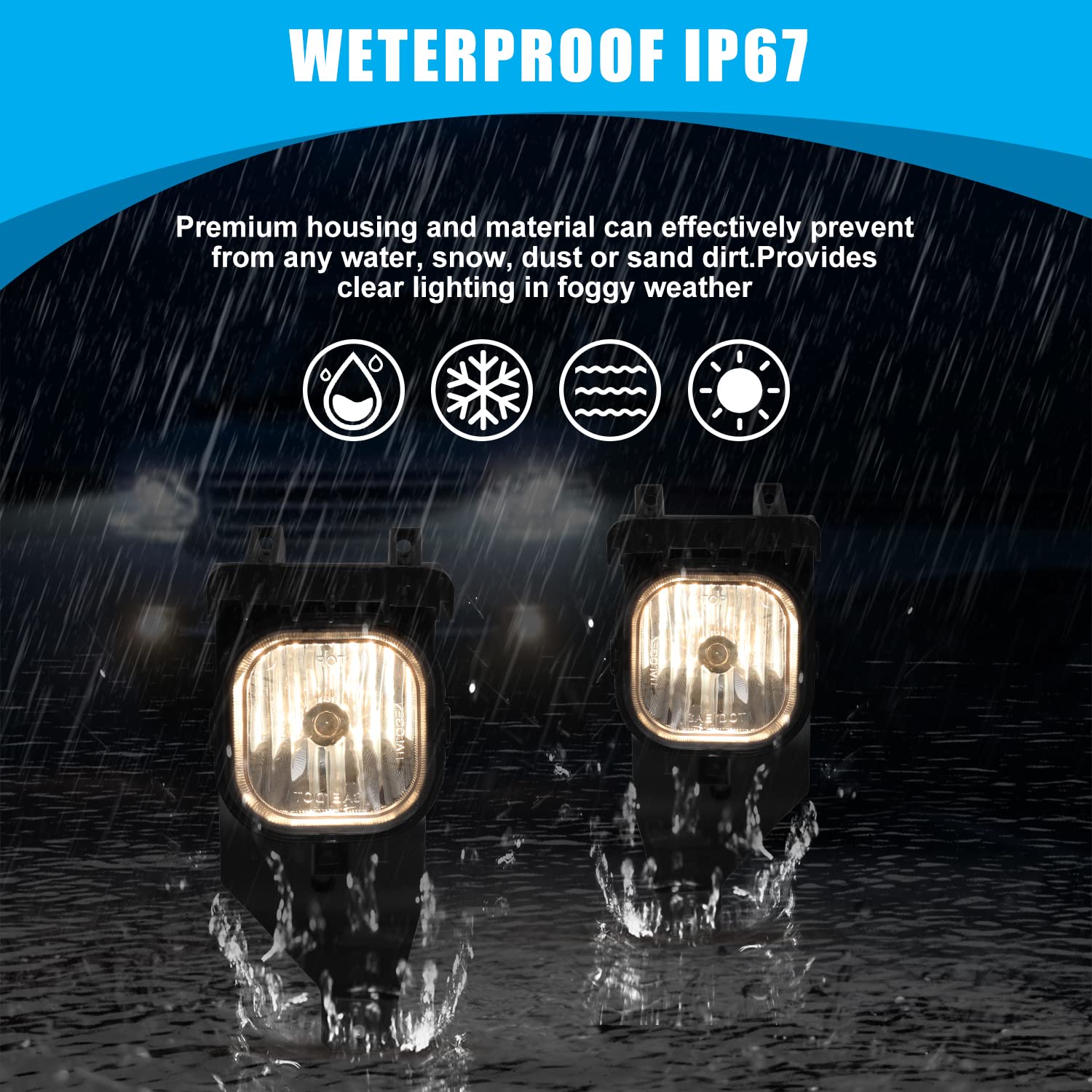 CPW Fog Lights Compatible with Ford [2005 2006 2007 F250 F350 F450 F550 Super Duty] [2005 Excursion] Driving Fog Lights Clear Lens