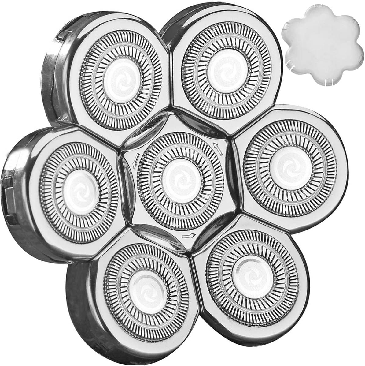 WAHFOX Universa 7 Heads Shaver Replacement Head for Head Shaver, and many Brands Head Shaver 7 Blades 7D Replacement Shaver Head Blade 7 Heads Shaver Head (Silvery) - Image 8