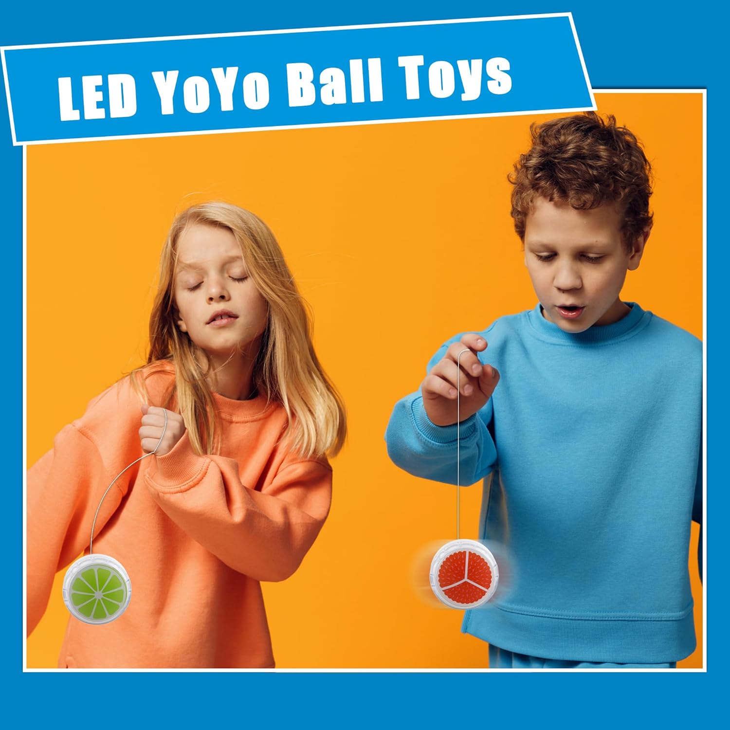 24 Pcs Fruit Designs Light up Yo Yo Ball Bulk Responsive Ball Auto Return Bearing Balls Yoyo for Beginner Birthday Classroom Bag Fillers Prizes Gifts, 8 Styles (Color Style 2)