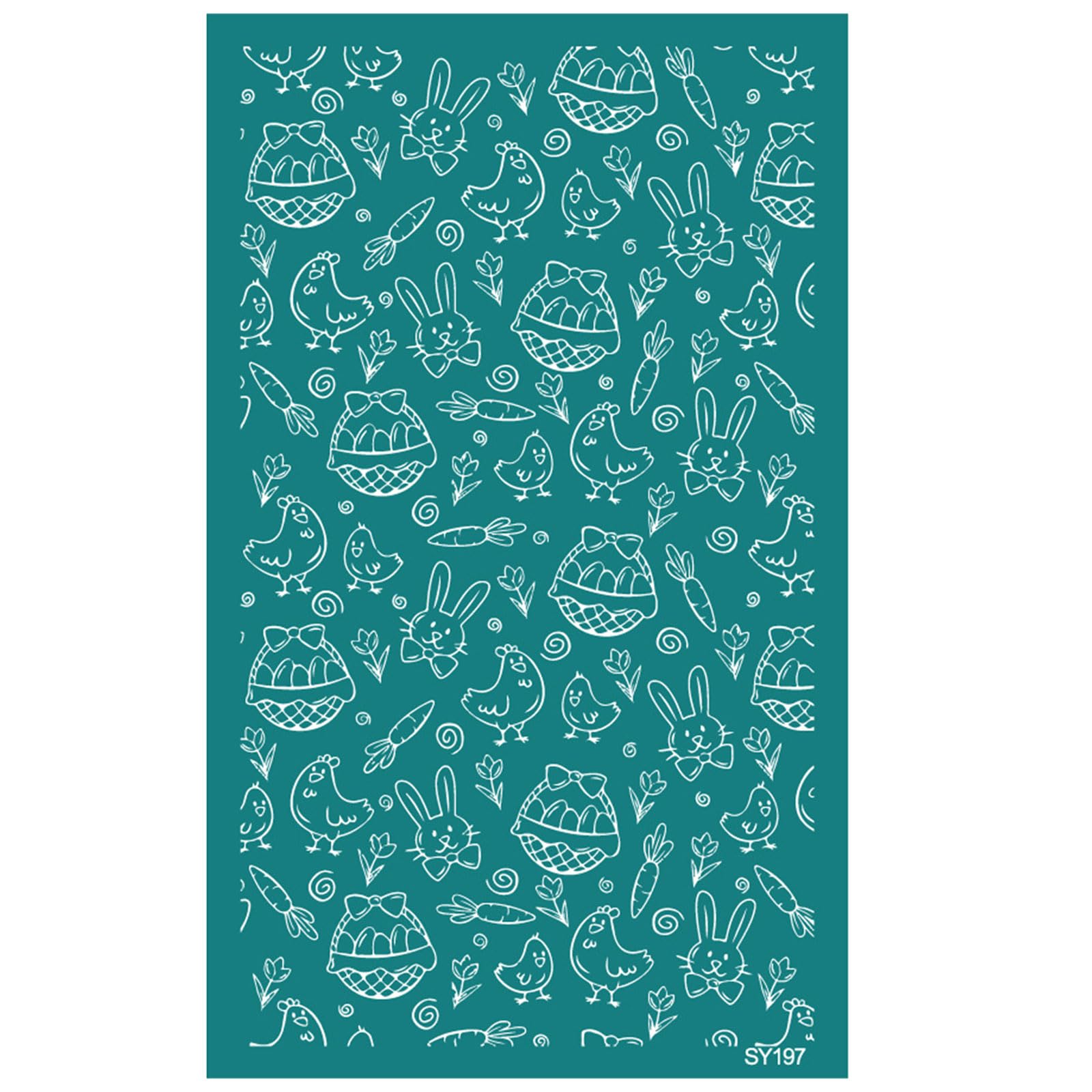 Jazuaiao Rabbits Eggshell Silk Screen Stencils 6.3x4Inch Washable Silkscreen Print Stencils for Clay Earrings Jewelry Making Transfer