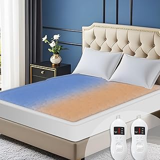 Heated Mattress Pad Queen Size - Electric Mattress Pad with Dual Control, 8 Heating Settings, Soft Blanket, Bed Warmer, 12-Hour Timer, Heater Sheets, 60" x 80" (Oval White, Queen)