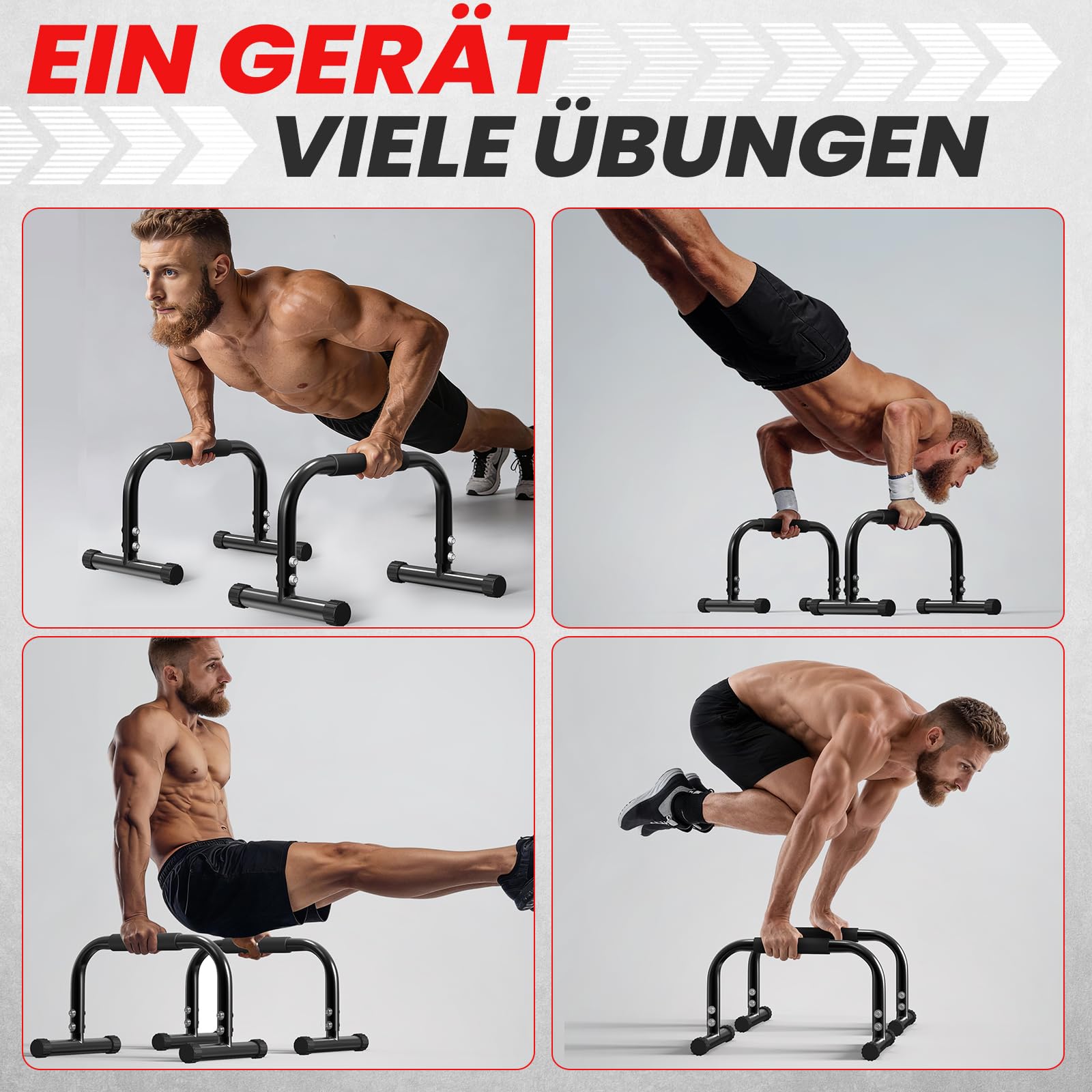 FUNFLEX Handstand Barren, Parallettes Liegestützgriffe aus Stahl – Rutschfeste Push-Up Bars, Dips & Calisthenics – Fitnessgerät für Zuhause & Outdoor