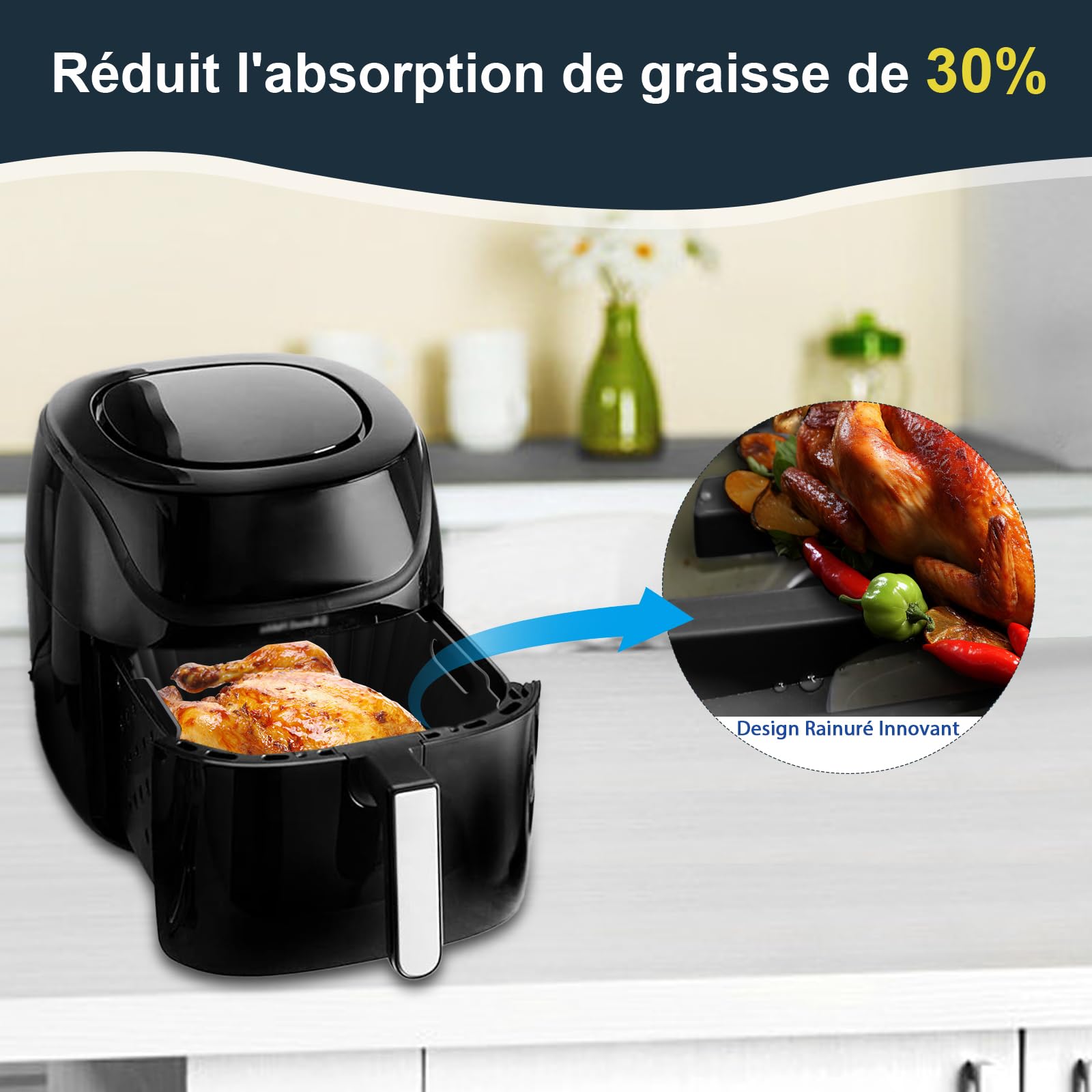 Moule Silicone Carré Pour Air Fryer Russell Hobbs 4L/4,3L - Réutilisable, Lavable Lave-vaisselle - Résiste à 230°C