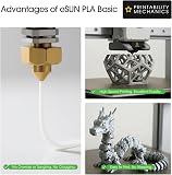 eSUN PLA Filament 1.75mm, PLA Basic 3D Printer Filament Dimensional Accuracy +/- 0.05mm, 1KG per Spool, 2 Spools 3D Printing Filament,Grey and Black - 2