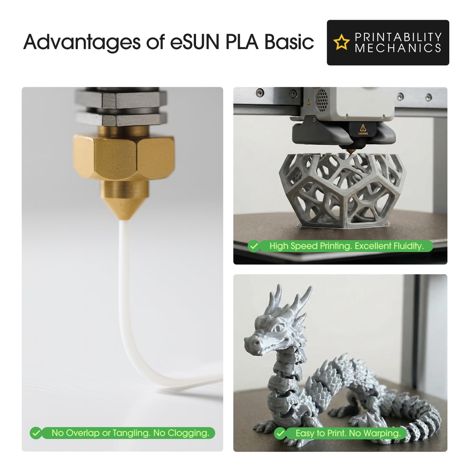 eSUN PLA Filament 1.75mm, PLA Basic Filament Précision Dimensionnelle +/- 0.05mm, 1KG par Bobine, 4 Bobines Filament pour 3D Imprimantes,Rouge Foncé+Bleu+Froid Blanc+Noir — vue 2