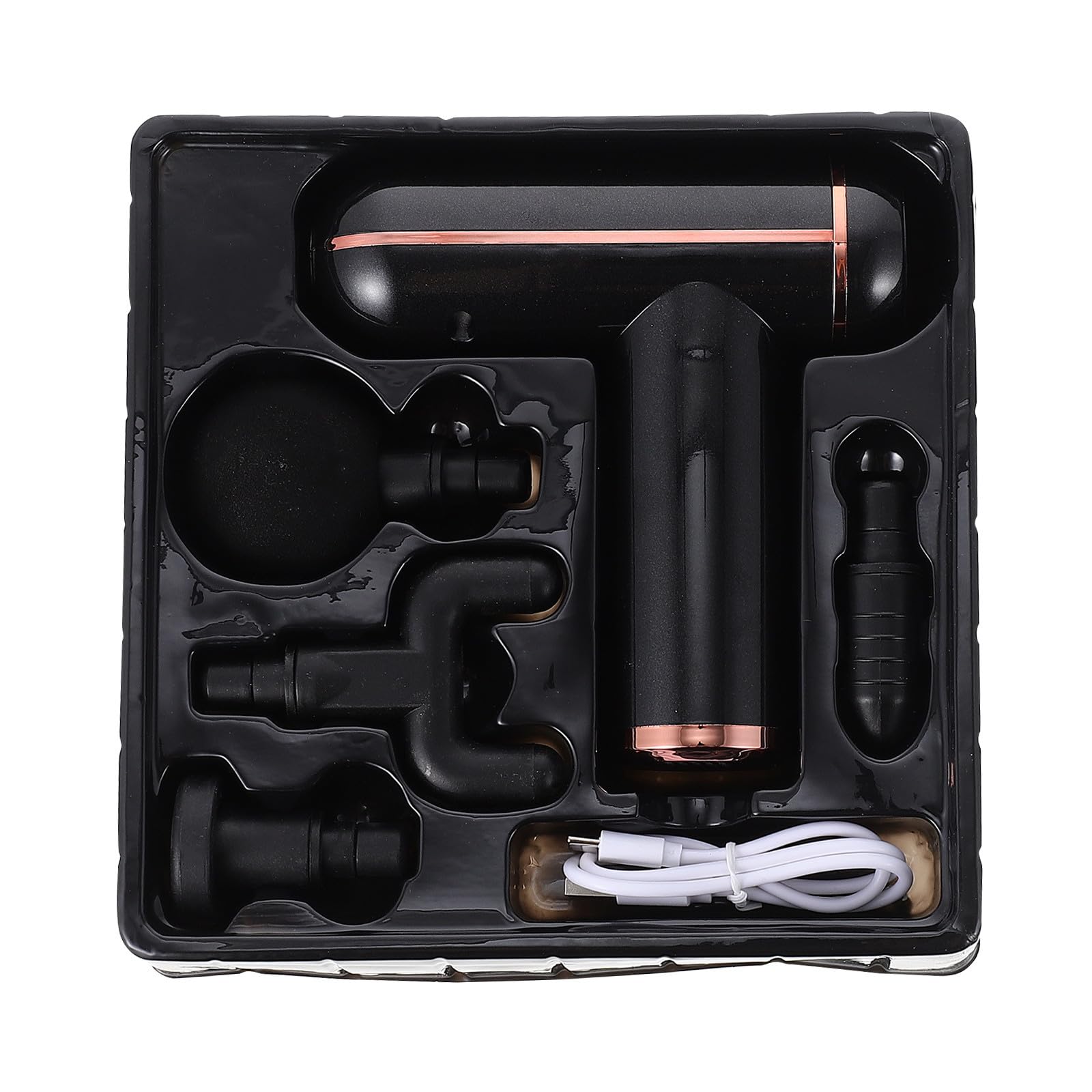 Kleiner USB Massagepistole Muskelentspannungsgerät 1800mah 1 Satz | Schwarzes Kunststoffgehäuse, 4 Massageköpfe Enthalten, Tragbar für Reisen dem Training