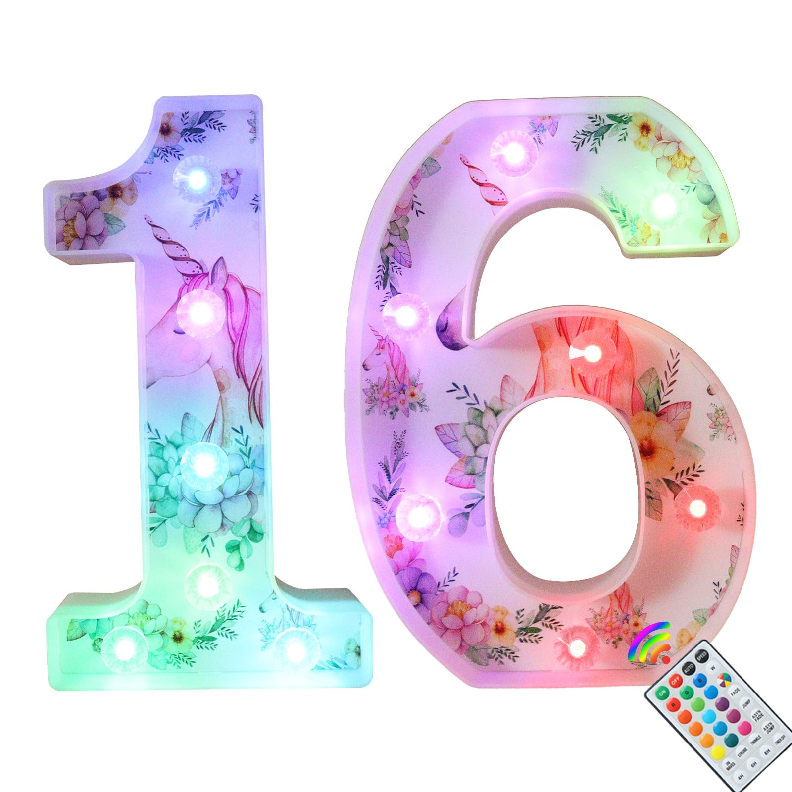 Unicorn LED Light Up Letters, 18 Color Changing Diamond Alphabet Sign Unicorn Gifts for Girls Women Party Birthday Decorations Remote Night Light Christmas Valentine Wall Table Decor - A — view 39