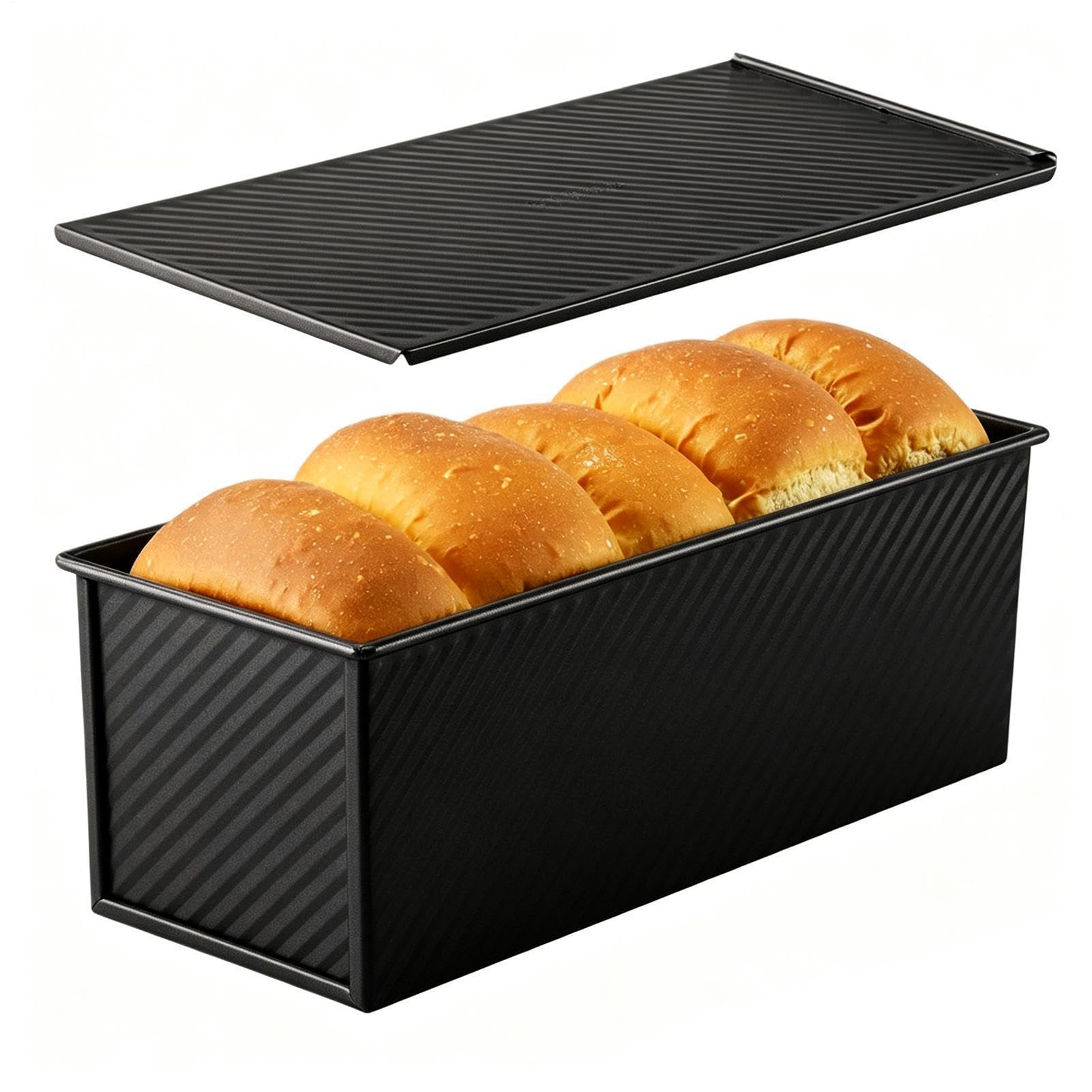 Molde para Hornear Pan Acero al Carbono Antiadherente de Fácil Desmoldeo | Molde para Pan de Sándwich con Tapa para Cocina Hogar Comedor Restaurante Panadería