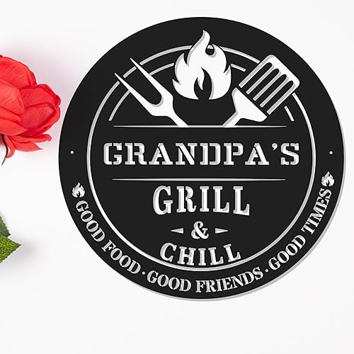 Miniatura 68 de Letrero de metal personalizado para barbacoa, letrero con nombre de bar personalizado para patio trasero, decoración de parrilla al aire libre,