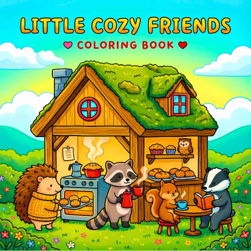 Little Cozy Friends Coloring Book: 50 Adorable Animals & Kawaii Scenes for Relaxation and Joy!A Super Cute Animal Coloring Book for Adults & Teens, full of Cozy Hygge Moments for Ultimate Relaxation!"