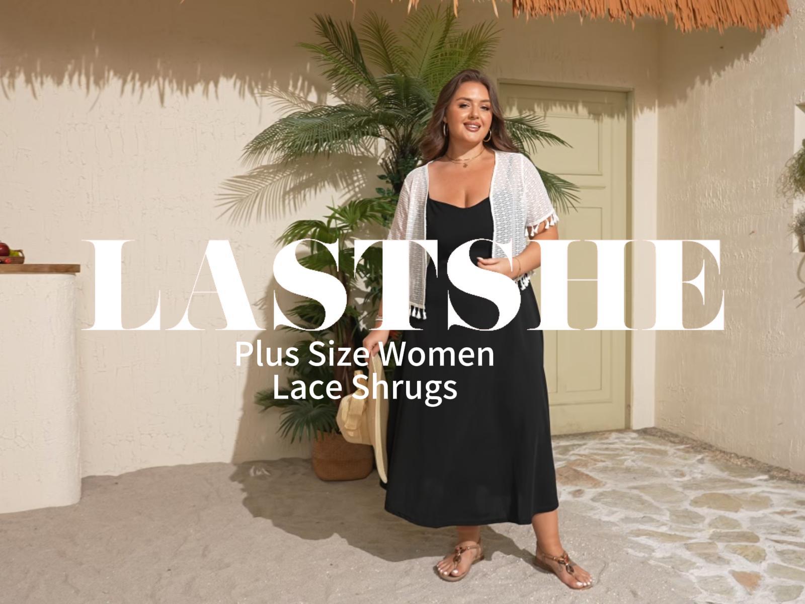 Lastshe Womens Plus Size Lace Shrugs Short Sleeve Cut Out Style Bolero Sheer Summer Top Fashion Cute Cardigan, Black,1X : Clothing, Shoes & Jewelry