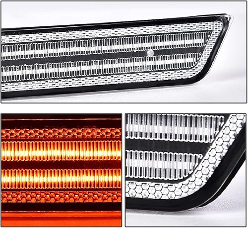 Miniatura 6 de G-PLUS Par de luces LED de marcador lateral para guardabarros trasero, lente blanca compatible con Chevy Camaro LS  LT  SS  Z28  ZL1 2010-2015