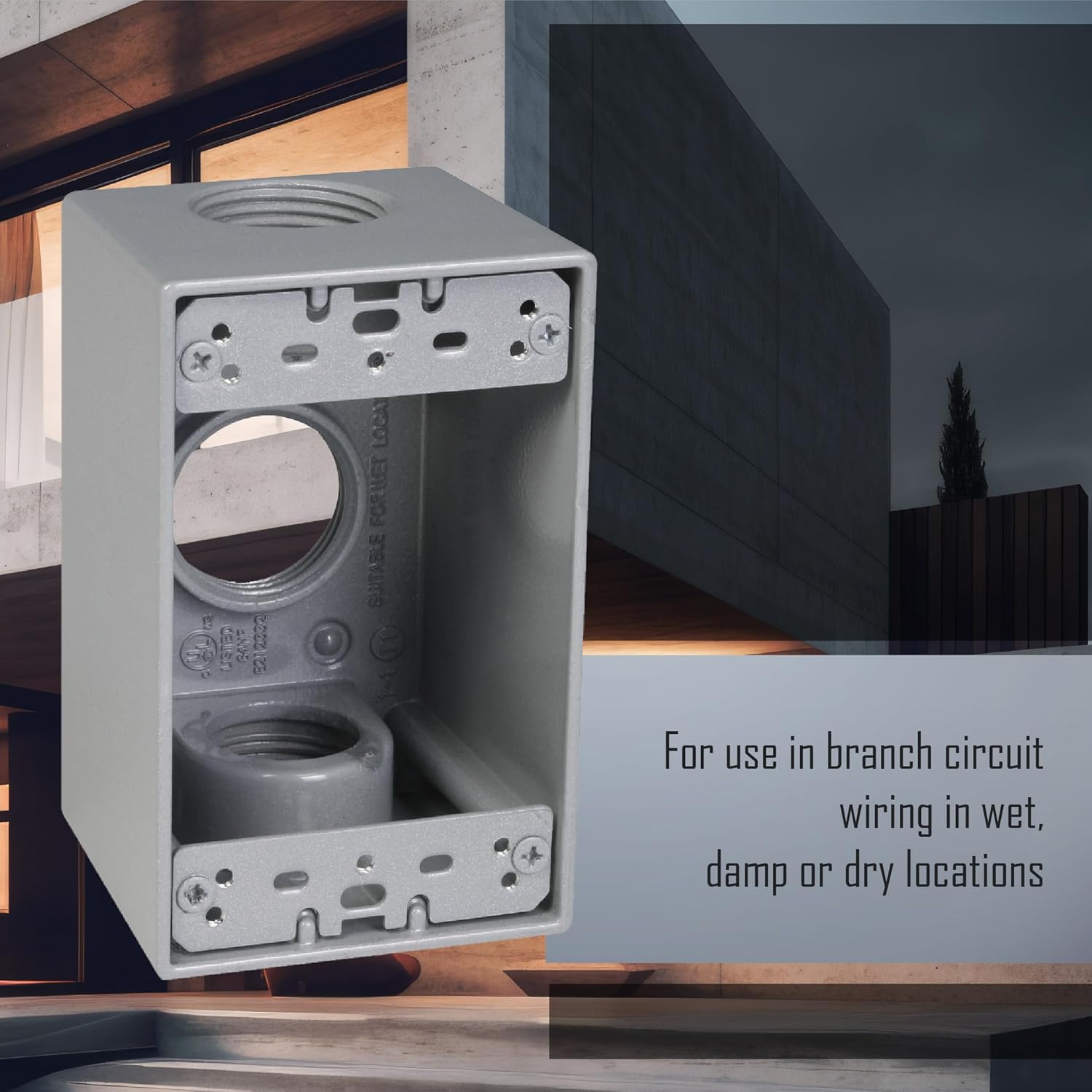 TayMac SB3100S Weatherproof Box, 1-Gang, (3) 1-Inch Outlets, Gray