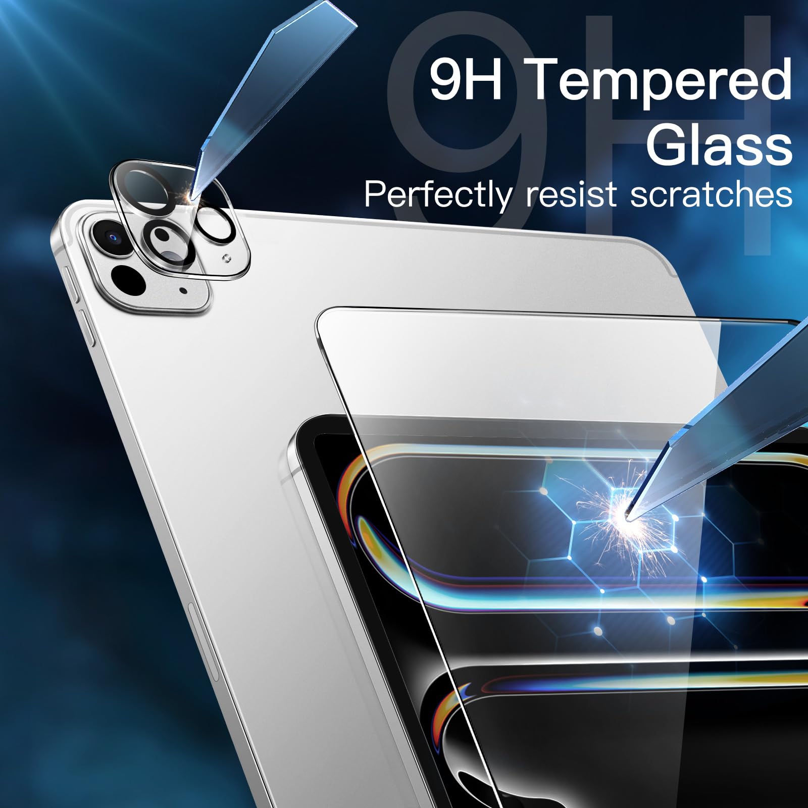 JETech Pellicola Protettiva per iPad Pro 11 Pollici M5/M4 2025/2024 Vetro Temperato con Protezione Obiettivo Fotocamera, 2 Pezzi