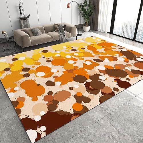 Miniatura 1 de Alfombra retro Orance de los años 70, lavable a máquina, con diseño abstracto, antideslizante, para sala de estar, dormitorio, resistente a las