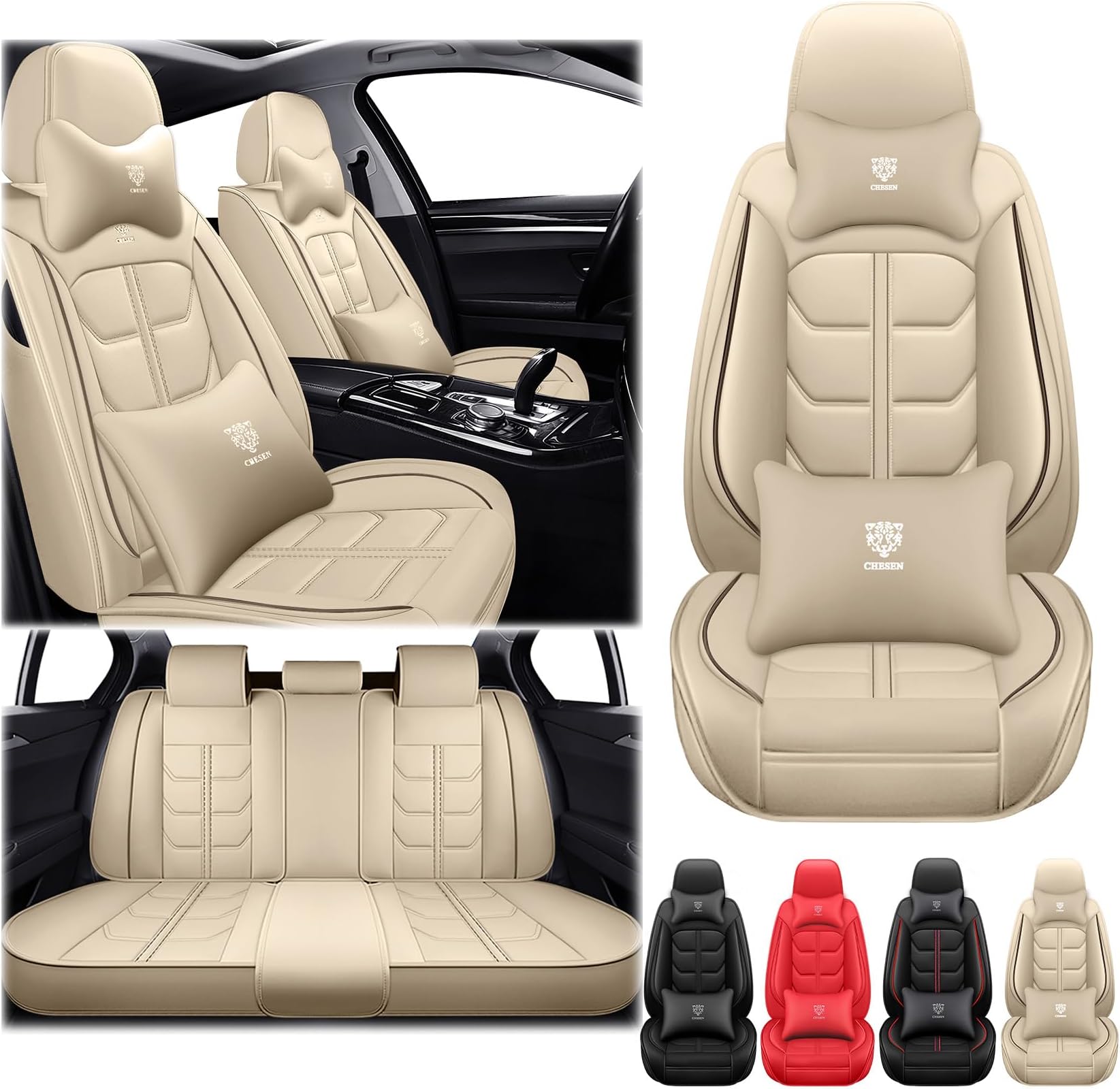 Car Seat Covers for Lexus RX 330 2004-2006 Full Set, Nappa Leather Vehicle Seat Protector, Stylish Waterproof Easy to Install, Breathable Auto Seat Cushion Cover.(Beige, Luxury)