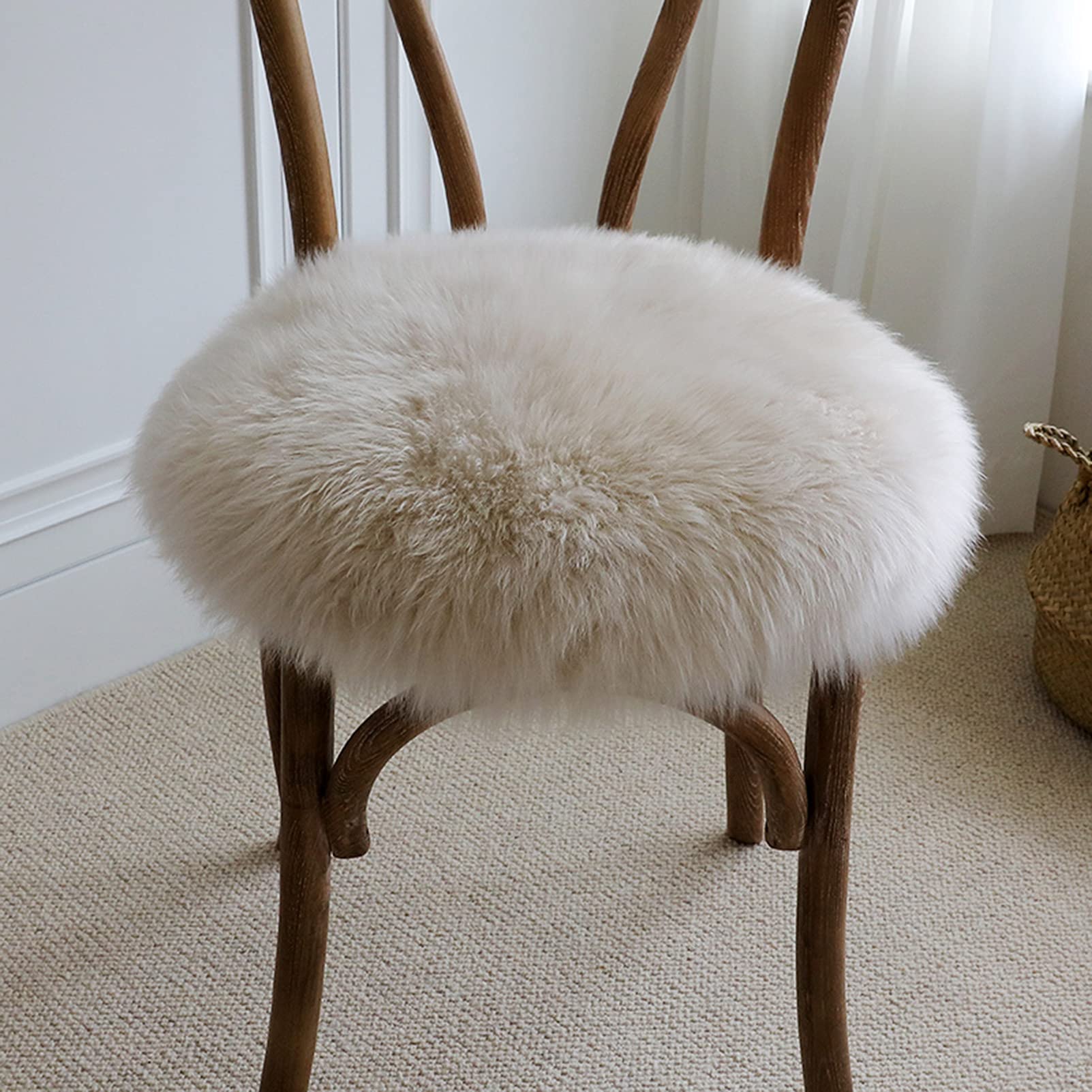 Peau De Mouton Synthétique Diameter 60cm,Cozy Sensation comme Véritable Laine Tapis en Fourrure Synthétique, Fluffy Soft Longhair Décoratif Coussin De Chaise Canapé Natte