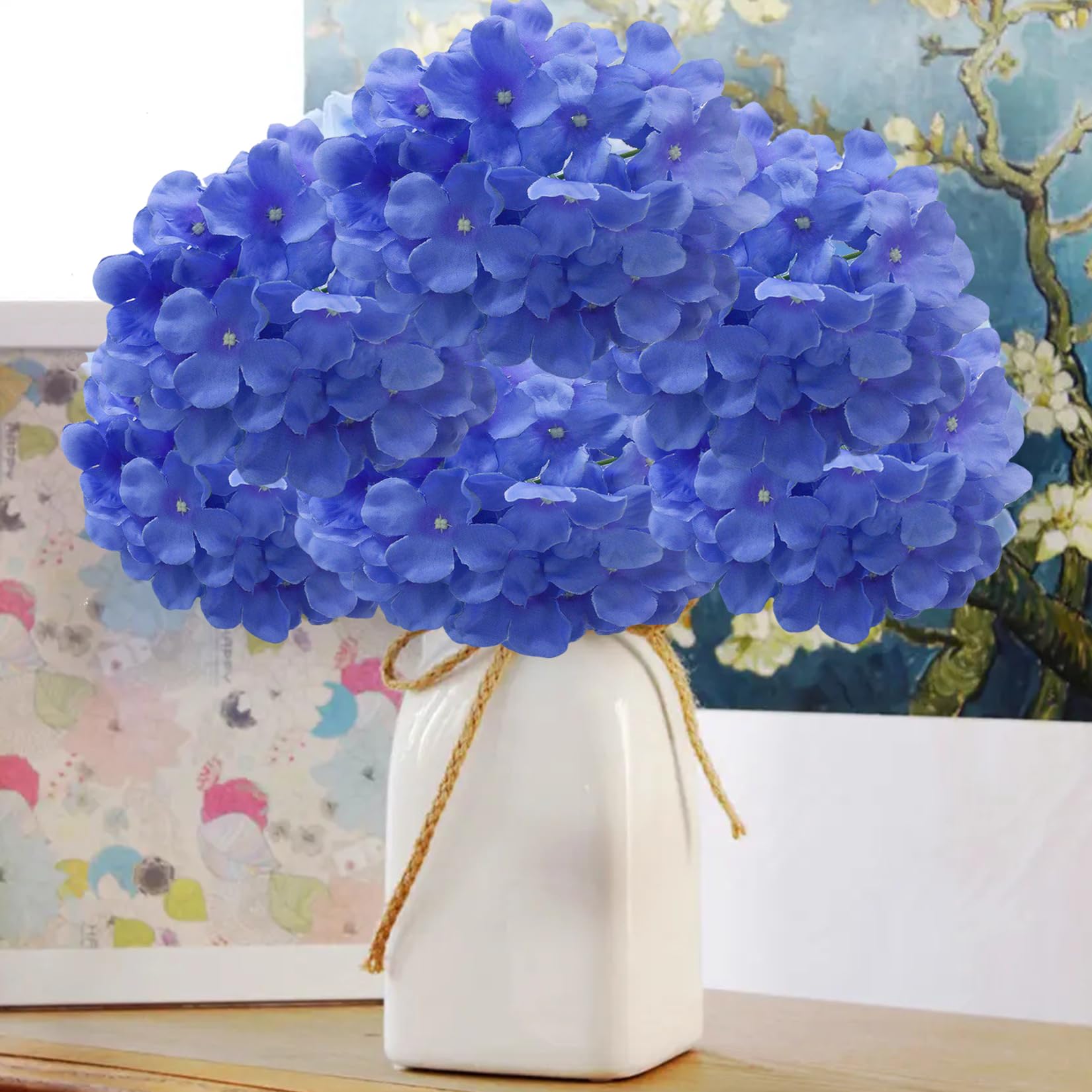 30 Künstliche Hortensien-Blüten (weiß, Ca. 20 Cm) Mit Stielen - Aus Seidentuch, Für Hochzeitsdeko & Arrangements