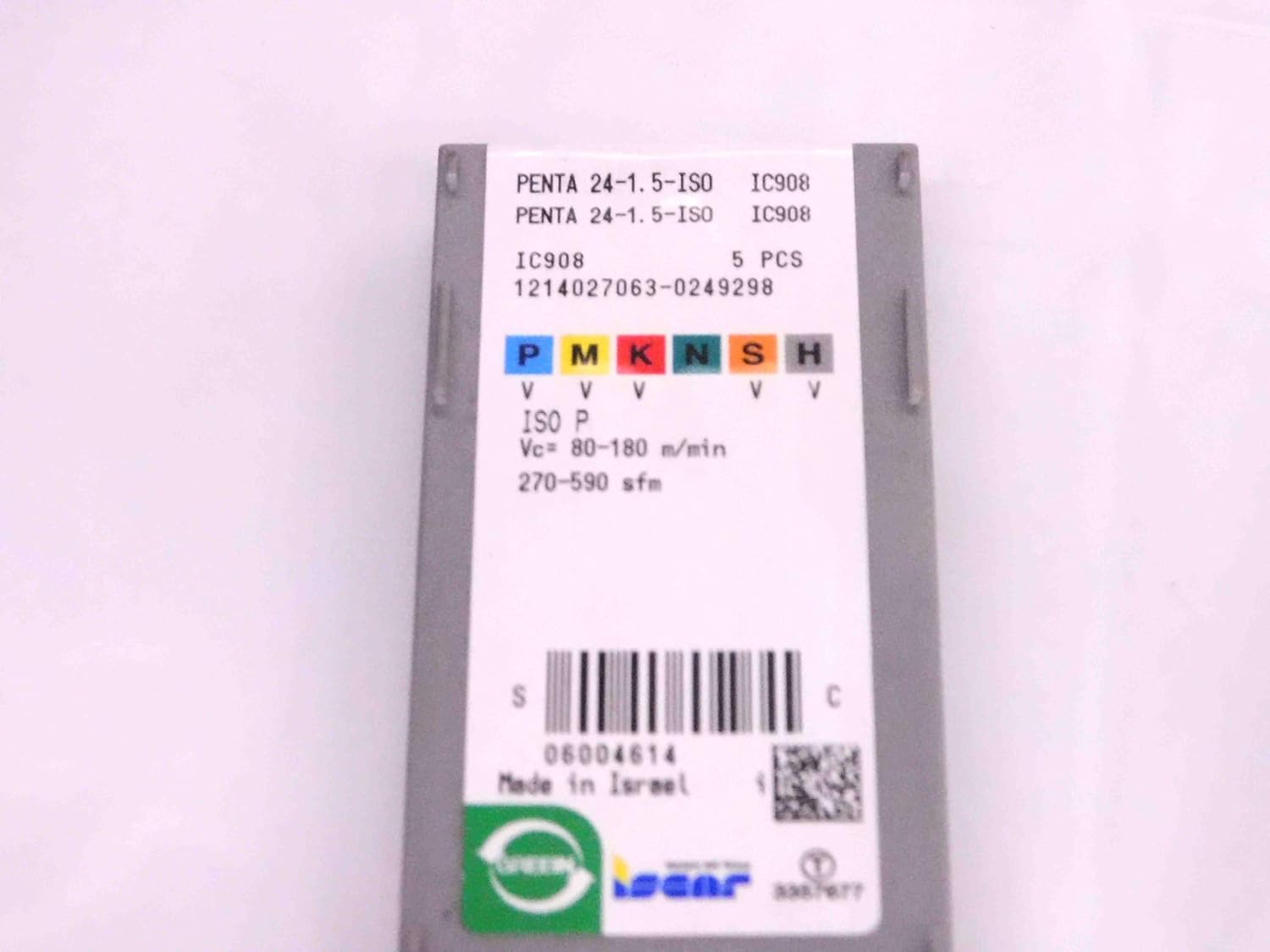 5pcs New ISCAR Penta 24-1.5-ISO IC908 Carbide Threading Inserts PENTACUT Series - MW2297CT4