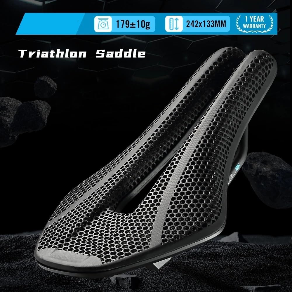 3D Printed TT Saddle 242x133mm 179g Carbon Fiber Rail Short Nose Aero Design for Time Trial Triathlon Bicycle Parts