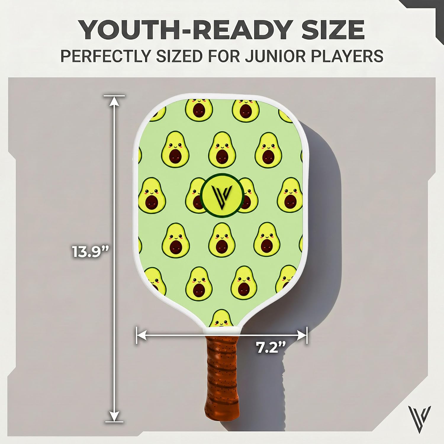 Youth Fiberglass Pickleball Paddles with Cushion Comfort - Assorted Design Pickleball Paddle Cushion Grip with Polypropylene Honeycomb Core, Lightweight Kids Paddles with Paddle Cover