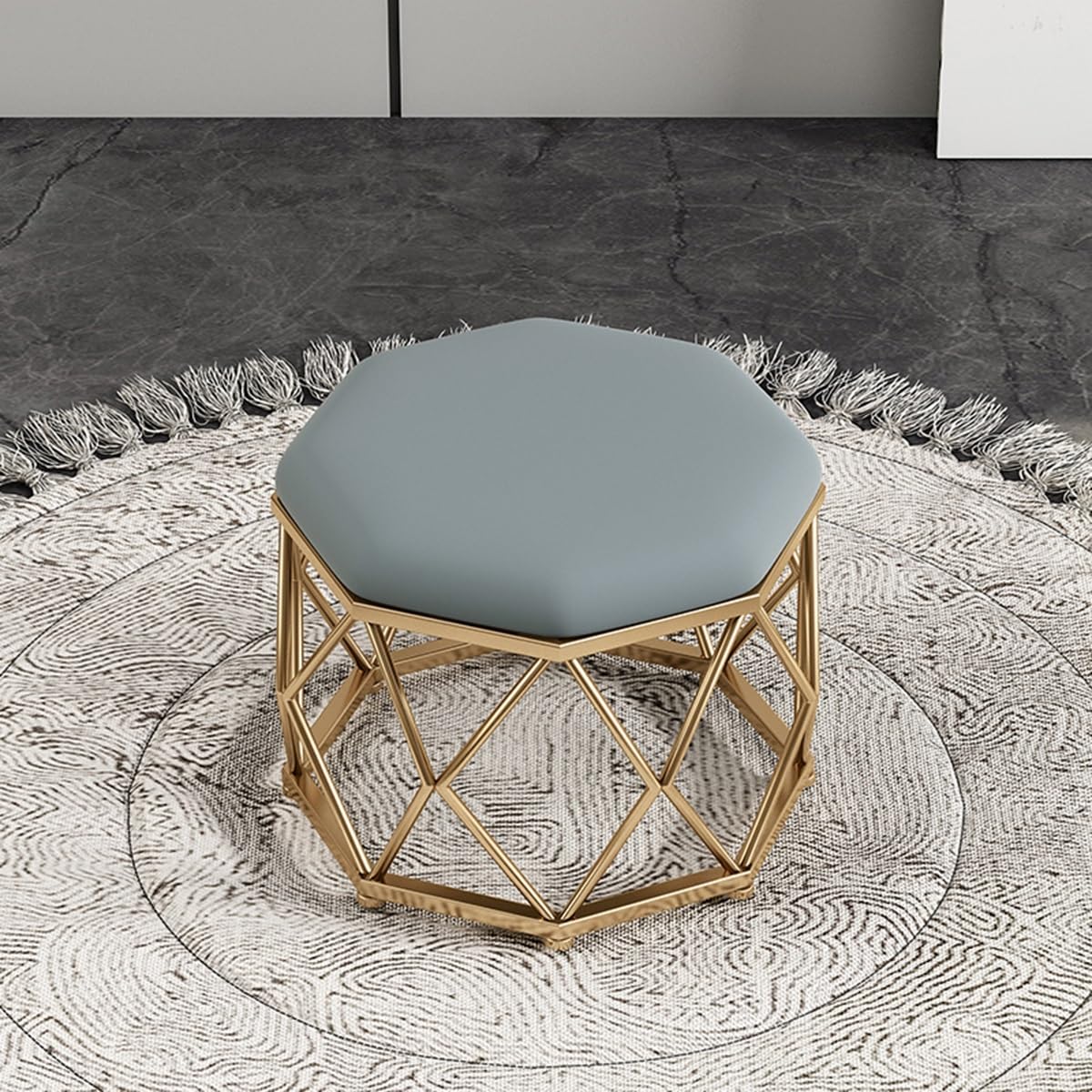 Tabouret repose-pieds canapé cuir PU gris pour soulager les jambes lourdes au salon
